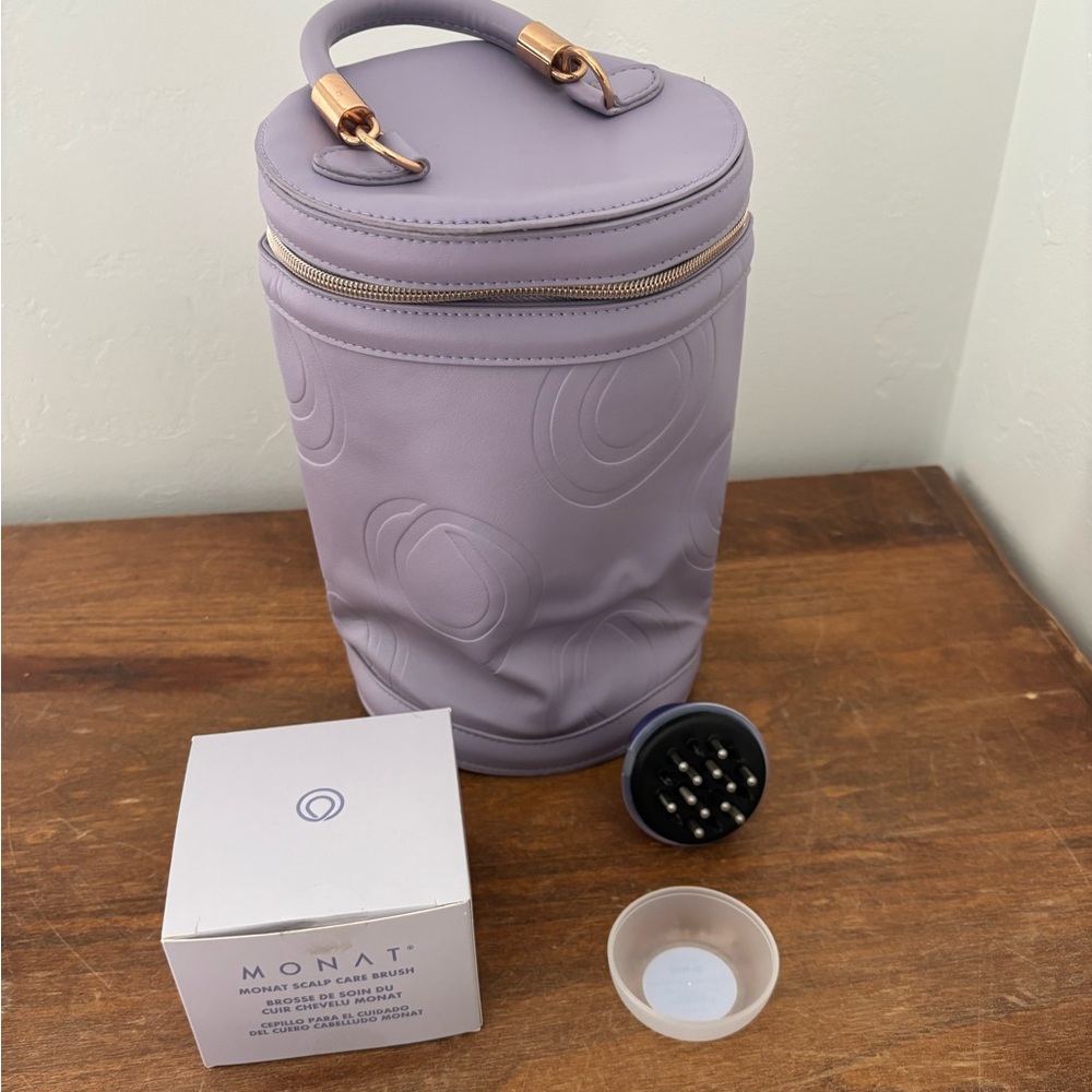 Monat Make Up Bag scalp care brush & scalp massager bundle New Cosmetic travel